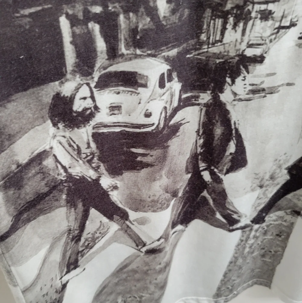 Beatles V-Neck Street-Scene Graphic Tee Abbey Road Washed Monochrome Black White - Picture 6 of 10